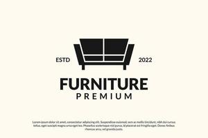 conception de logo de canapé minimaliste, conception de vecteur de décor à la maison. logo de conception de meubles