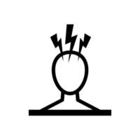 icône de glyphe de maux de tête. symbole de la silhouette. colère et irritation. frustration. tension nerveuse. agression. stress professionnel. symptôme de stress émotionnel. espace négatif vecteur