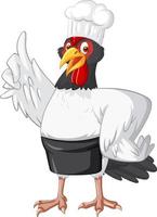 poulet portant le personnage de dessin animé de tenue de chef vecteur