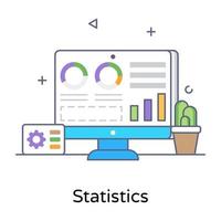 analyse de données en ligne, icône de statistiques dans un design branché vecteur