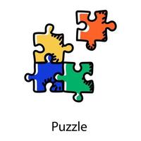 vecteur modifiable, icône tendance dessinée à la main du puzzle