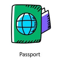 icône de style passeport doodle, vecteur modifiable