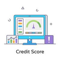 vecteur de contour plat du pointage de crédit dans la conception modifiable