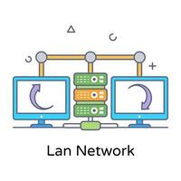 icône modifiable conceptuelle plate du réseau lan vecteur