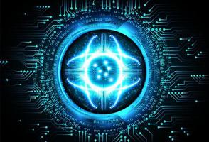 fond de concept de technologie future cyber circuit oeil bleu vecteur