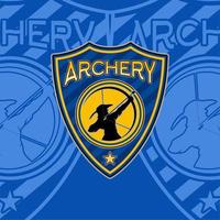 insigne de sport de tir à l'arc, logo d'archer dans l'inspiration du design du bouclier vecteur