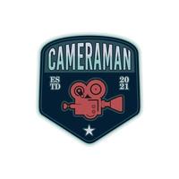 badge de caméraman avec icône de caméra vidéo, inspiration de conception de logo de caméraman vecteur