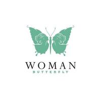 logo papillon avec visage de femme vecteur