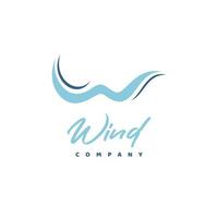 initiale w vent vagues d'eau inspiration de conception de logo minimaliste vecteur