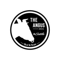 vache angus boeuf emblème étiquette bovins logo design vecteur