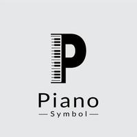 lettre p et inspiration de conception de logo de piano vecteur