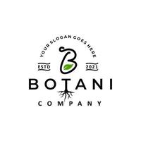 logo lettre b avec feuilles et racines sur le thème de la nature, pour logo botanique vecteur