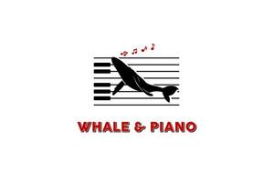 chant baleine piano musique notes clés silhouette logo design vecteur