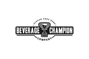 coupe du trophée boire de la bière alcoolisée pour la création de logo de taverne de café de bar de sport vecteur