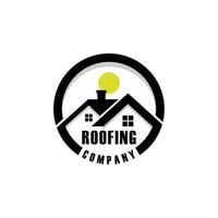 entreprise de construction de toiture de toit de maison avec création de logo soleil vecteur