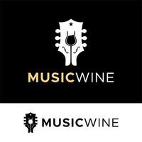 guitare verres à vin concert musique live pour bar café restaurant discothèque logo vecteur