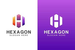 lettre de couleur moderne h avec logo hexagonal design deux versions vecteur