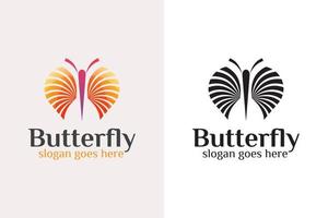 création de logo unique papillon abstrait créatif avec des versions noires vecteur