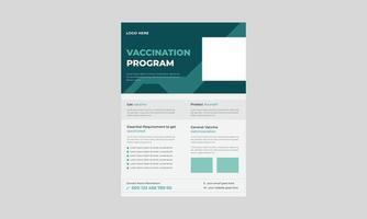 dépliant de vaccination covid, dépliant informatif sur la vaccination contre le coronavirus, affiche publicitaire pour se faire vacciner, conception de modèle de dépliant médical. vecteur