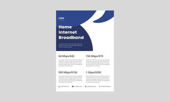 dépliant sur le service Internet à haut débit ultra rapide. affiche internet haut débit à la maison et au bureau, modèle de dépliant. vecteur