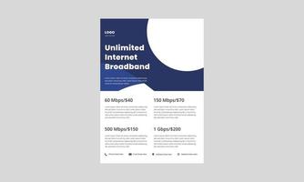 dépliant sur le service Internet à haut débit ultra rapide. affiche internet haut débit à la maison et au bureau, modèle de dépliant. vecteur