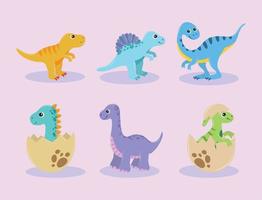 ensemble de dinosaures de dessin animé vecteur
