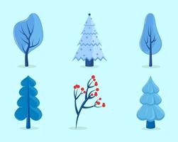 icônes d'arbres d'hiver vecteur