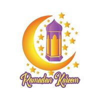 conception de vecteur islamique ramadan kareem étoiles en croissant et dôme de mosquée avec silhouette de lune avec motif arabe et calligraphie