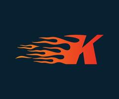 Lettre K flamme Logo. modèle de concept de conception de logo de vitesse vecteur