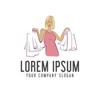 modèle de concept de femme shopping sac logo design