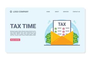 modèle web ou page de destination pour le temps des impôts vecteur