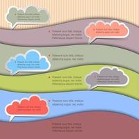 bannières en papier incurvées avec des nuages pour la parole vecteur