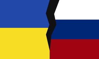 drapeaux de la fédération de russie et de l'ukraine sur le fond des fissures vecteur