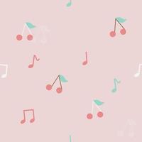 cerise pastel et note de musique fond transparent pour motif de tissu vecteur