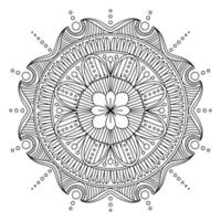 élément de vecteur de dessin de mandala. coloriage, livre de coloriage pour enfants et adultes. arrière-plan avec un espace pour le texte. contour ornement rond floral. illustration de ligne pour l'impression sur papier ou tissu.