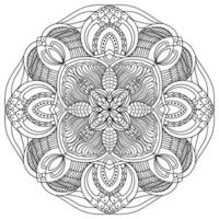 élément de vecteur de dessin de mandala. coloriage, livre de coloriage pour enfants et adultes. arrière-plan avec un espace pour le texte. contour ornement rond floral. illustration de ligne pour l'impression sur papier ou tissu.