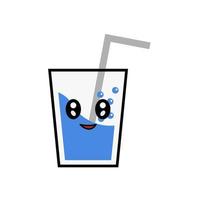 personnages de dessins animés simples boissons froides avec des pailles vecteur