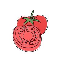 illustration vectorielle dessinée à la main de tomates dans un style de ligne unique. jolie illustration d'un légume sur fond blanc. vecteur
