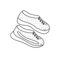 illustration vectorielle dessinés à la main de l'icône de doodle de baskets. jolie illustration de l'icône de chaussures de sport sur fond blanc. vecteur