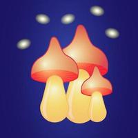 fantastiques champignons orange brillants sur illustration vectorielle de fond sombre. vecteur