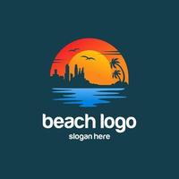 vecteur de conception de logo de plage