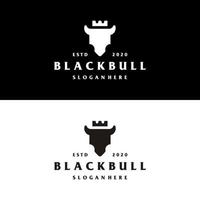 taureau, vache, angus, modèle de logo icône vecteur tête de bétail