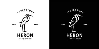 vintage retro hipster heron logo contour vectoriel icône d'art monoline