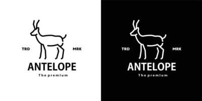 logo antilope hipster rétro vintage contour vectoriel icône d'art monoline