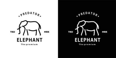 logo éléphant hipster rétro vintage contour vectoriel icône d'art monoline