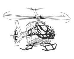 noir et blanc sauveteurs hélicoptère vector clipart