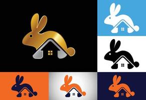 création de logo d'icône de lapin, création de logo de lapin créatif vecteur