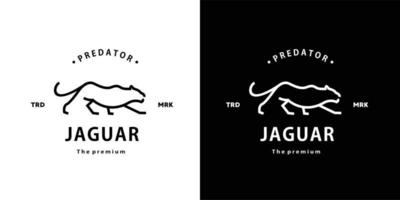 vintage rétro hipster jaguar logo vecteur contour icône art monoline