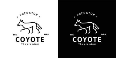 vintage retro hipster coyote logo vector contour monoline art icône