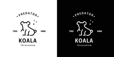 vintage retro hipster koala logo contour vectoriel icône d'art monoline